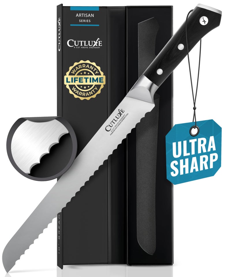 Cutluxe Bread Knife â€“ 10" Serrated Knife for Homemade, Sourdough Bread â€“ Forged High Carbon German Steel â€“ Full Tang & Razor Sharp â€“ Ergonomic Handle Design â€“ Artisan Series - Image 1